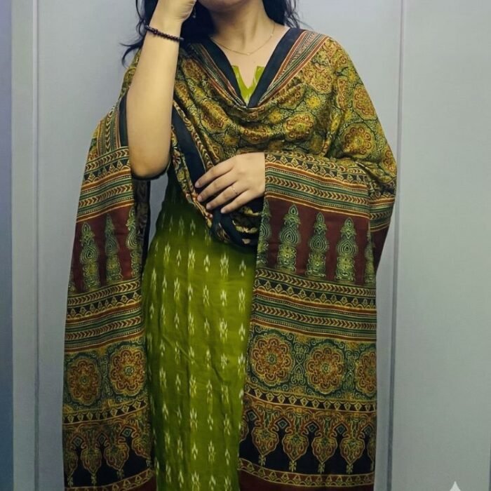 Heritage Hues Ajrakh Modal Silk Stole - Image 3