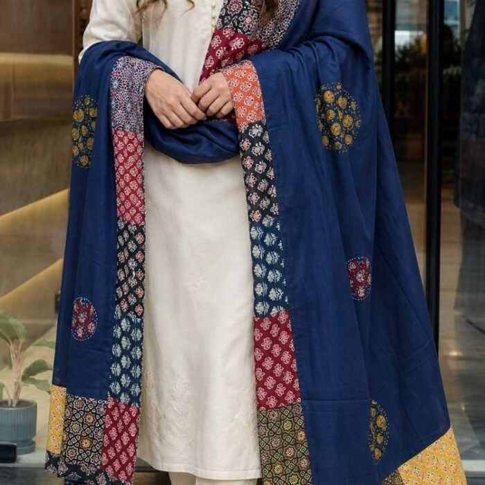 Indigo Royale Ajrakh Cotton Dupatta - Image 2