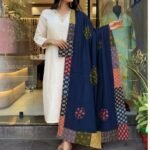 Indigo Royale Ajrakh Cotton Dupatta - Image 9