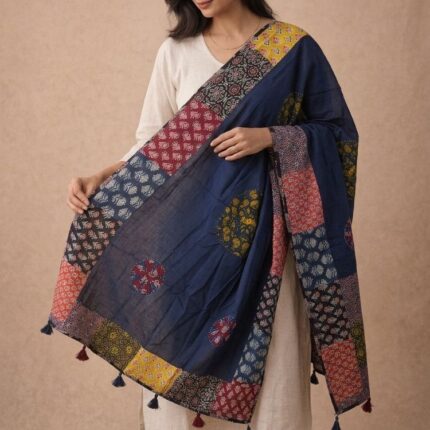 Indigo Royale Ajrakh Cotton Dupatta