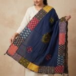 Indigo Royale Ajrakh Cotton Dupatta - Image 8