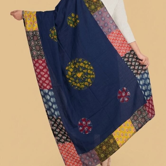 Indigo Royale Ajrakh Cotton Dupatta - Image 7