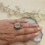 Jaipur Treasure Agate Meenakari Ring