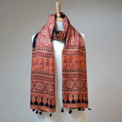 Kesar Kalpana Ajrakh Modal Silk Stole