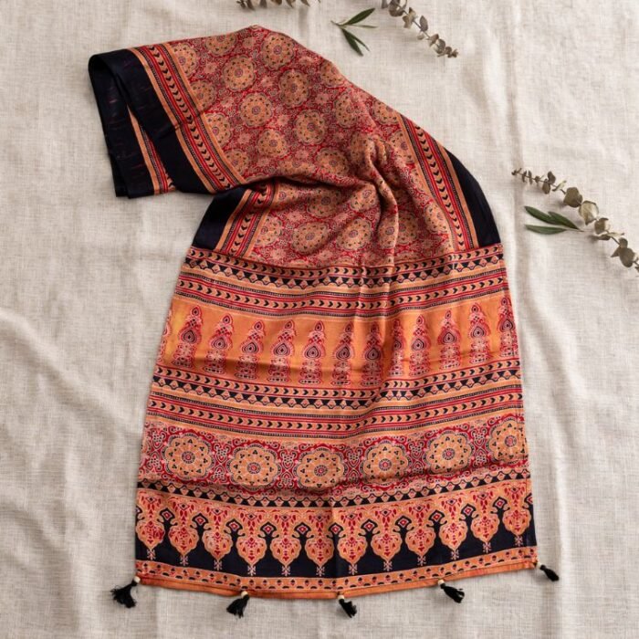 Kesar Kalpana Ajrakh Modal Silk Stole - Image 5