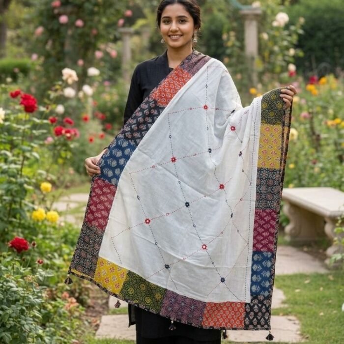 Khaas Kaarigari Ajrakh Cotton Dupatta - Image 5