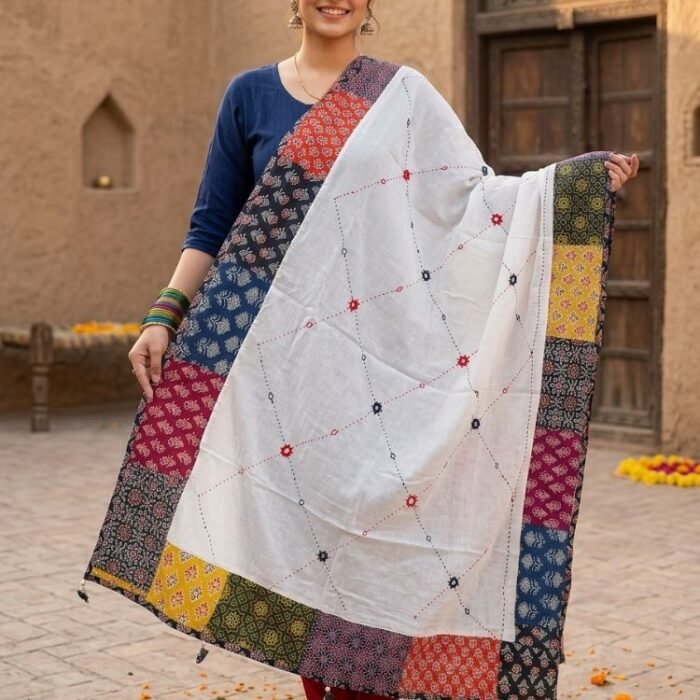 Khaas Kaarigari Ajrakh Cotton Dupatta - Image 2