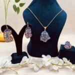 Lotus Garden Meenakari Agate Jewelry Set