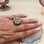 Lotus Garden Agate Meenakari Ring