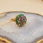 Lotus Garden Agate Meenakari Ring - Image 2