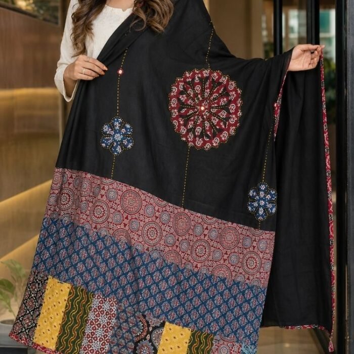 Maharani Motif Ajrakh Cotton Dupatta - Image 6