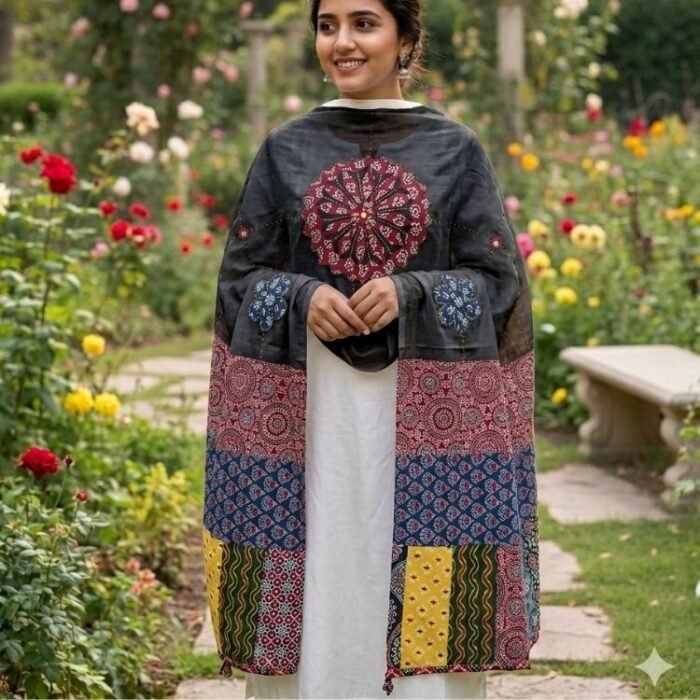 Maharani Motif Ajrakh Cotton Dupatta - Image 7