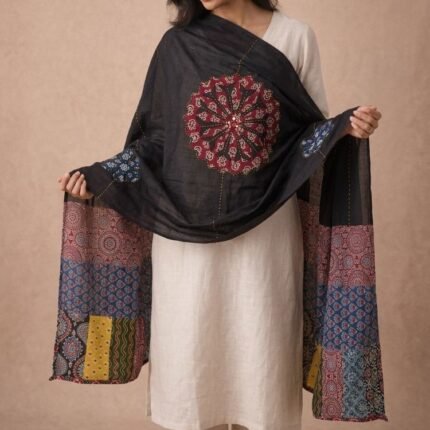 Maharani Motif Ajrakh Cotton Dupatta
