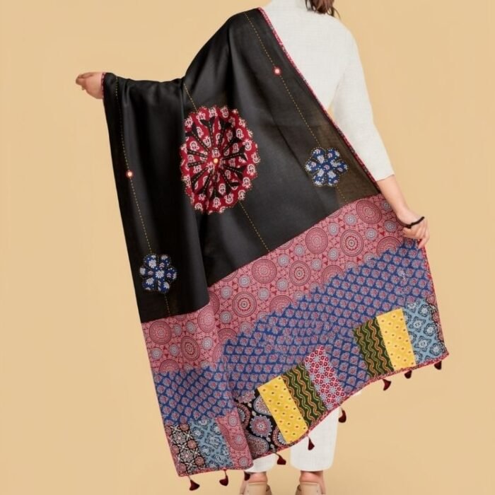 Maharani Motif Ajrakh Cotton Dupatta - Image 9