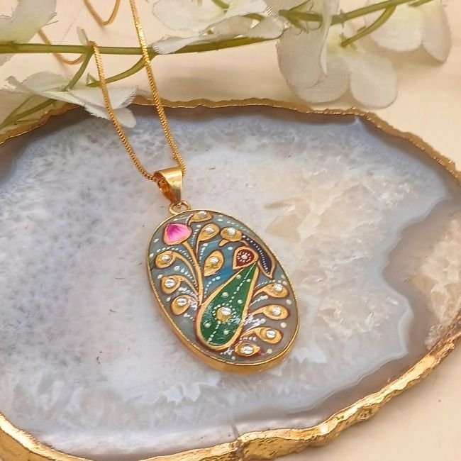 Meher Noor Meenakari Agate Necklace 1 Meher Noor Meenakari Agate Necklace - Image 1