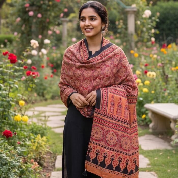 Mehfil Ajrakh Modal Silk Stole - Image 4