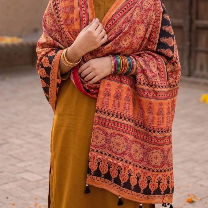 Mehfil Ajrakh Modal Silk Stole - Image 3