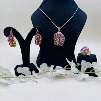 Mehfil Noor Meenakari Agate Jewelry Set