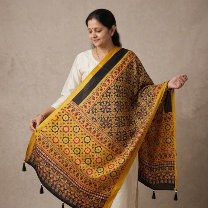 Mitti & Motif Ajrakh Modal Silk Stole - Image 5