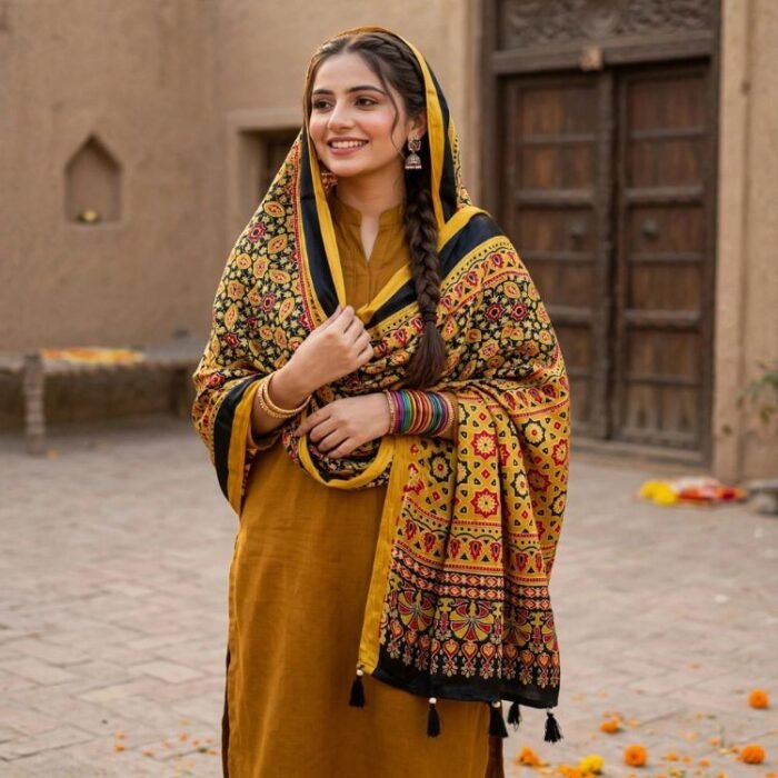 Mitti & Motif Ajrakh Modal Silk Stole - Image 3