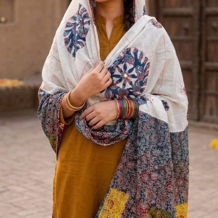 Mosaic Heritage Ajrakh Cotton Dupatta - Image 7