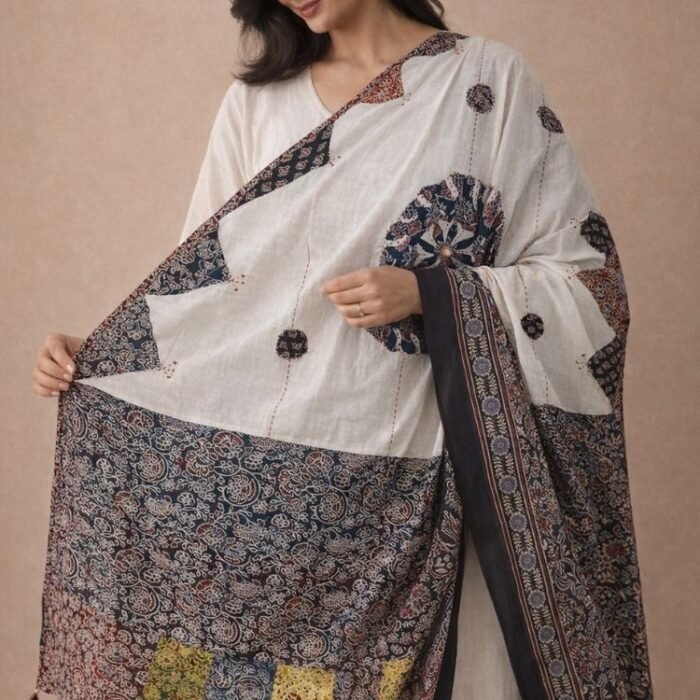 Mosaic Heritage Ajrakh Cotton Dupatta - Image 6