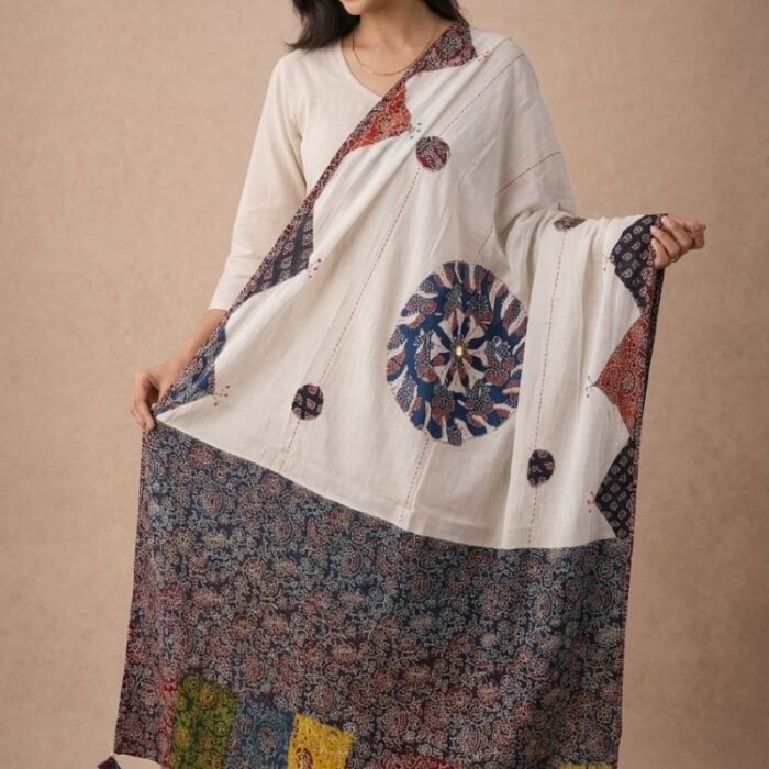 Mosaic Heritage Ajrakh Cotton Dupatta - Image 5