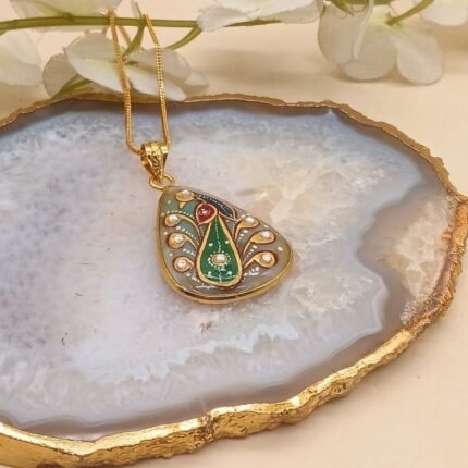 Peacock Garden Meenakari Agate Necklace