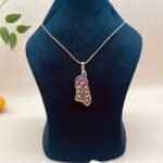 Pink Blossom Meenakari Agate Jewelry Set - Image 2