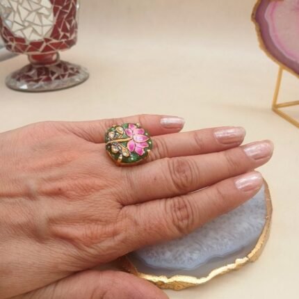 Rajsi Blossom Agate Meenakari Ring