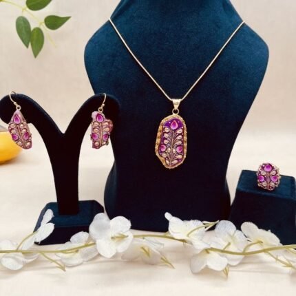 Rajwada Treasure Meenakari Agate Jewelry Set