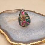 Rajwadi Jewel Agate Meenakari Ring - Image 2