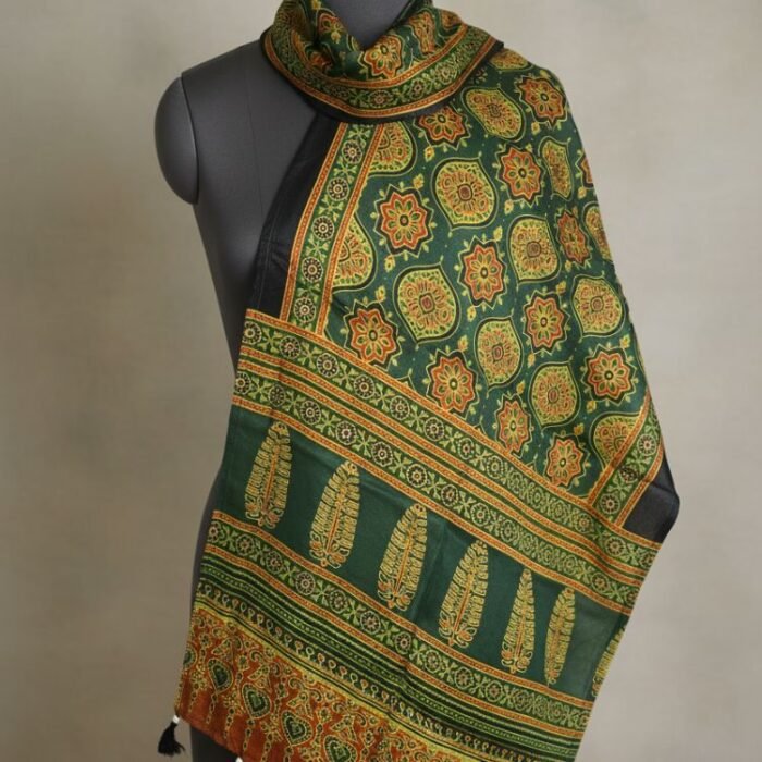 Rang Mahal Ajrakh Modal Silk Stole - Image 7
