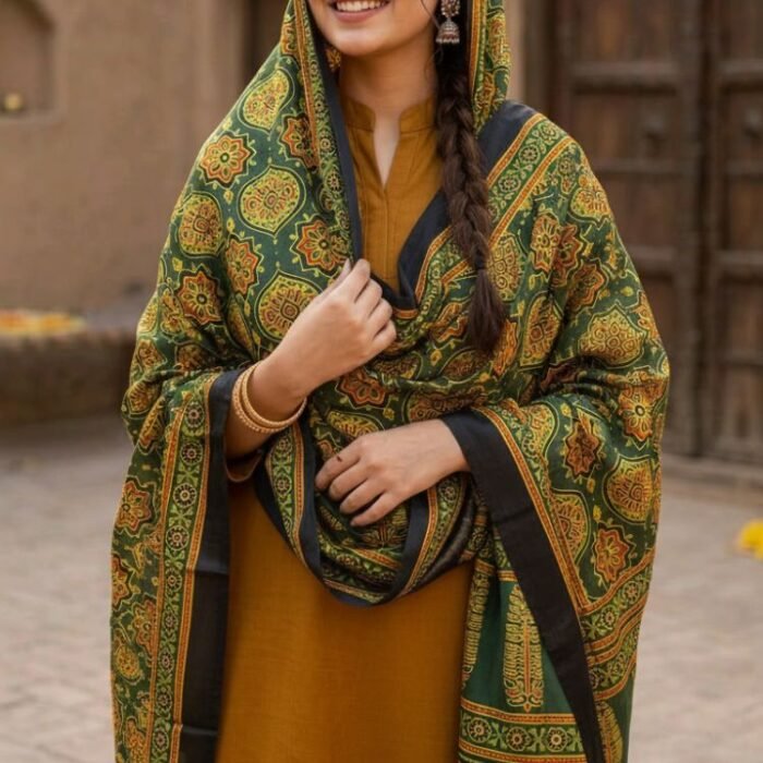 Rang Mahal Ajrakh Modal Silk Stole - Image 5