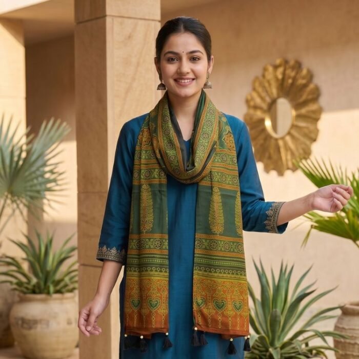 Rang Mahal Ajrakh Modal Silk Stole - Image 2