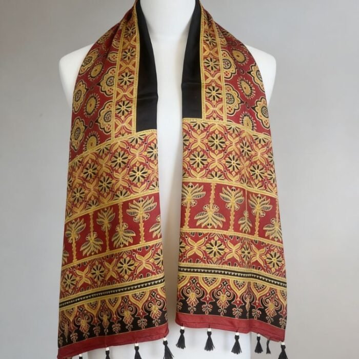 Rangrez Ajrakh Modal Silk Stole - Image 4