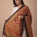 Rangrez Ajrakh Modal Silk Stole - Image 3