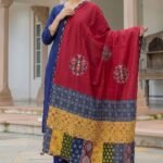 Rangrezana Ajrakh Cotton Dupatta - Image 4