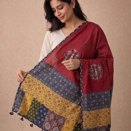 Rangrezana Ajrakh Cotton Dupatta