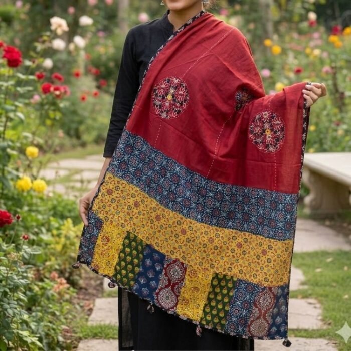 Rangrezana Ajrakh Cotton Dupatta - Image 6