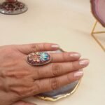 Rani Bagh Agate Meenakari Ring