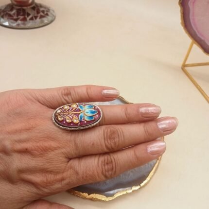 Rani Bagh Agate Meenakari Ring