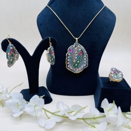 Rooh-e-Rang Meenakari Agate Jewelry Set
