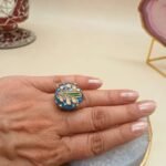 Rose Garden Agate Meenakari Ring