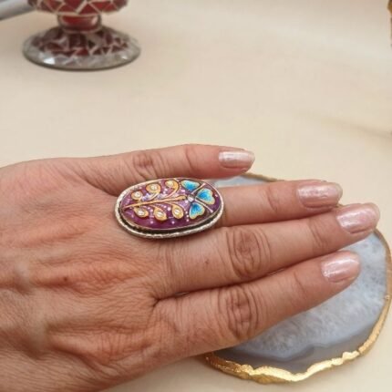 Royal Jharokha Agate Meenakari Ring