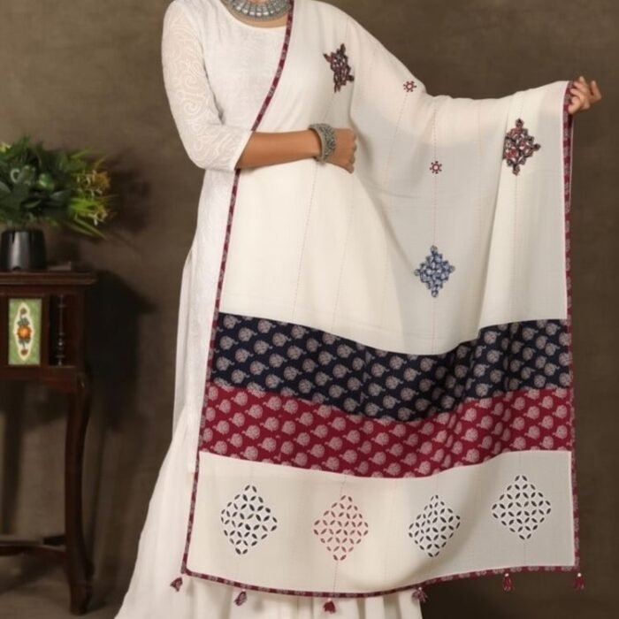 Satrangi Safar Ajrakh Cotton Dupatta - Image 7