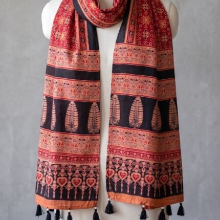 Sunehri Ajrakh Modal Silk Stole