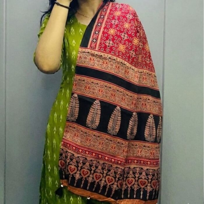 Sunehri Ajrakh Modal Silk Stole - Image 5