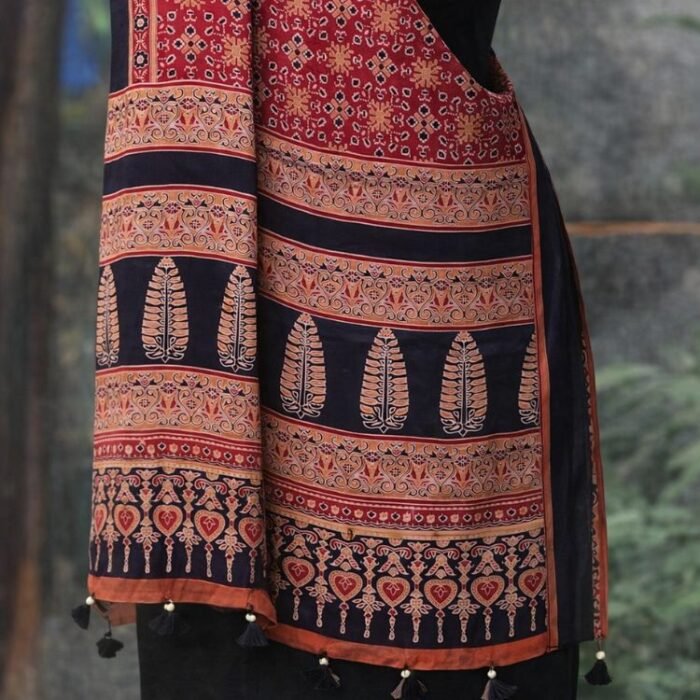 Sunehri Ajrakh Modal Silk Stole - Image 7