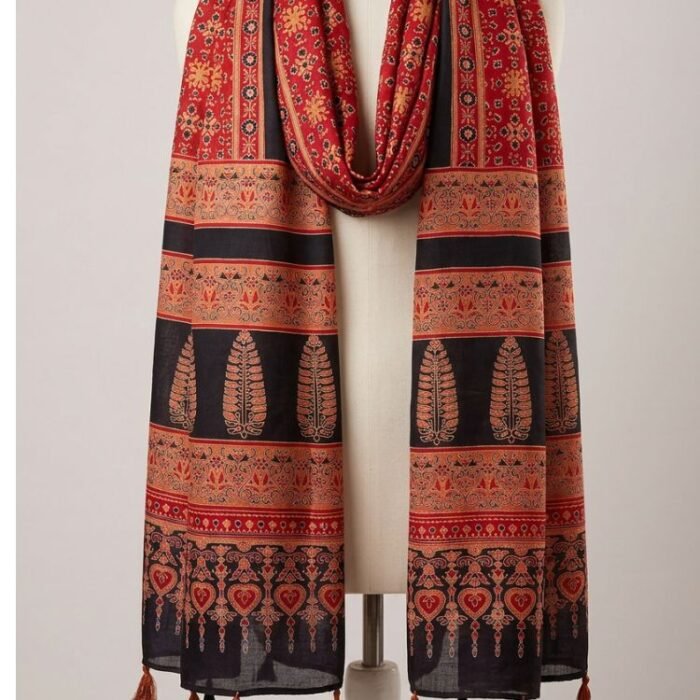 Sunehri Ajrakh Modal Silk Stole - Image 8